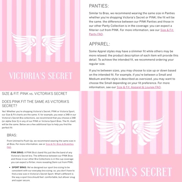 Victoria’s Secret & PINK Size Chart & Store Introduction - Picture 9 of 9